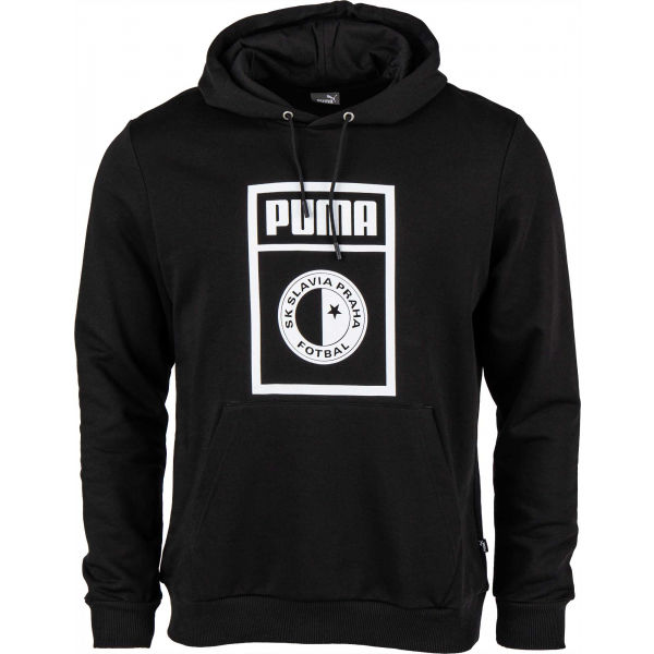 Puma SLAVIA PRAGUE GRAPHIC HOODY Férfi pulóver, fekete, méret S