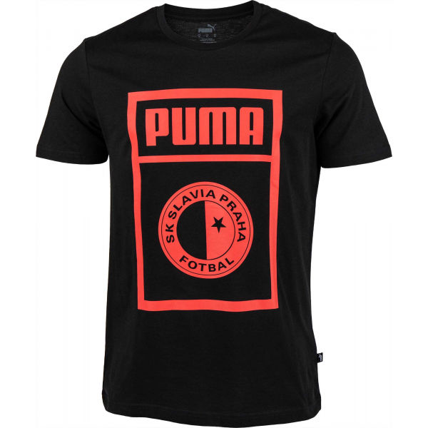 Puma SLAVIA PRAGUE GRAPHIC TEE Férfi Póló, Fekete, Veľkosť XL