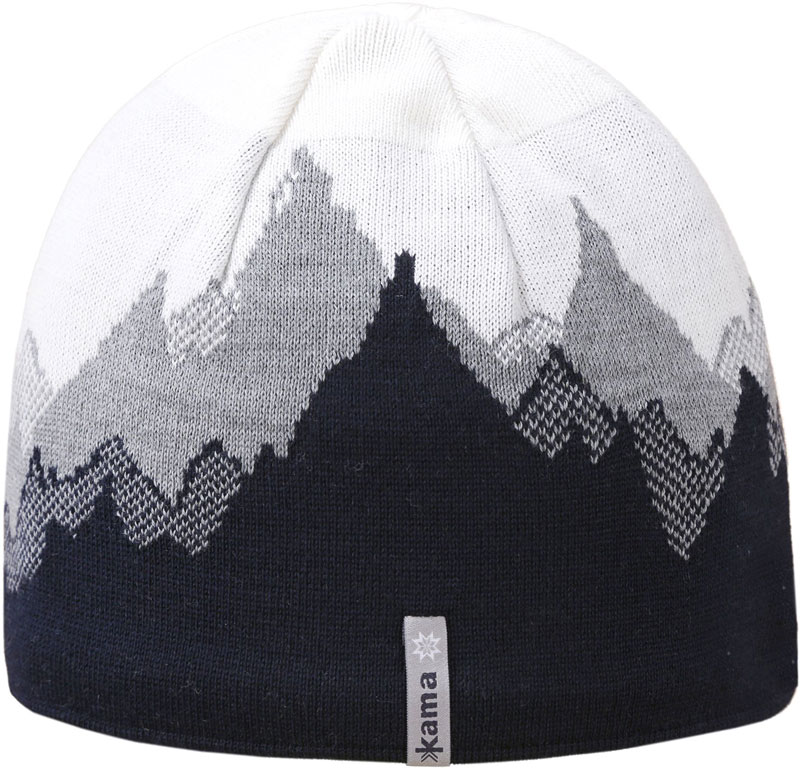 Knitted beanie with a mountains design