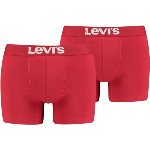 Levi's MEN SOLID BASIC BOXER 2P Мъжки боксерки, червено, размер