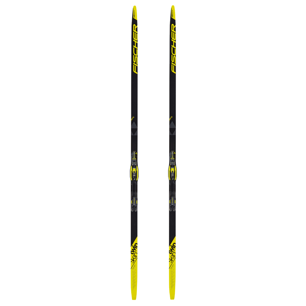 Classic style nordic skis with uphill travel support