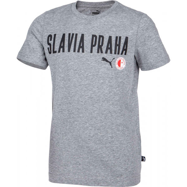 Puma Slavia Prague Graphic Tee Jr GRY Тениска за момчета, сиво, Veľkosť 140