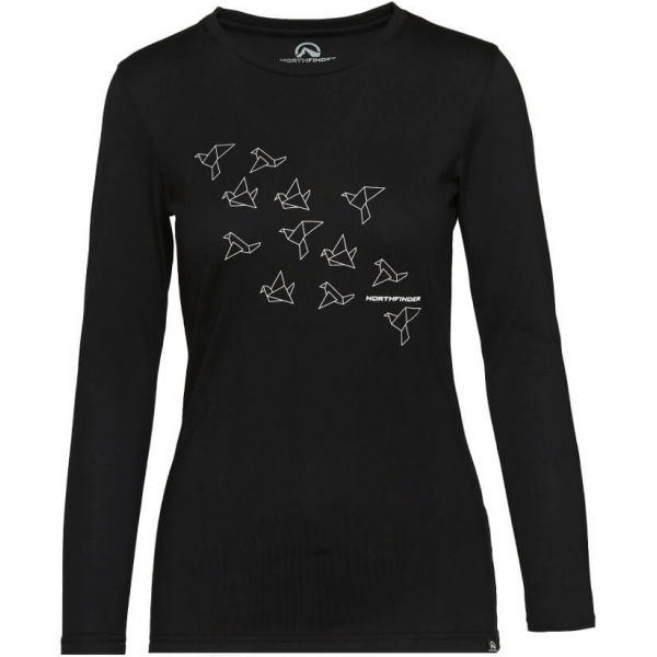Northfinder SEWIRA Дамска  памучна тениска с печат, черно, размер