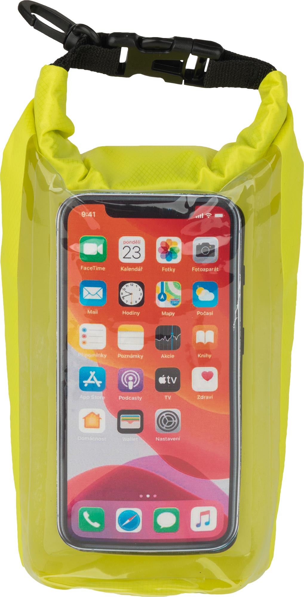 Watertight backpack with a phone pouch