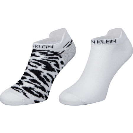 Calvin Klein WOMEN LINER 2P LEOPARD BACK TAB - Дамски чорапи
