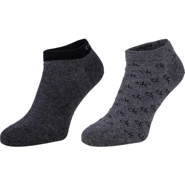 Calvin Klein MEN LINER 2P ALL OVER CK LOGO EDUARDO Мъжки чорапи, тъмносиво, veľkosť 39-42