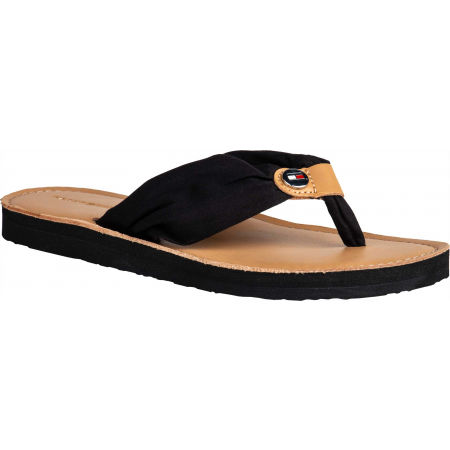 Tommy Hilfiger LEATHER FOOTBED BEACH SANDAL - Férfi flip-flop papucs