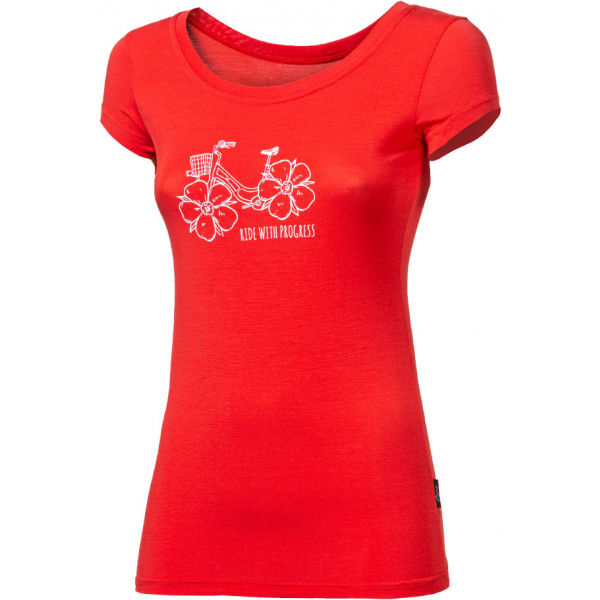 PROGRESS LIBERTA FLOWBIKE Дамска тениска от бамбук, червено, размер
