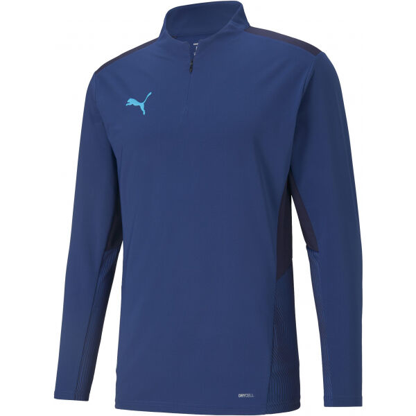 Puma TEAMCUP 1/4 ZIP TOP Férfi pulóver edzéshez, kék, méret S