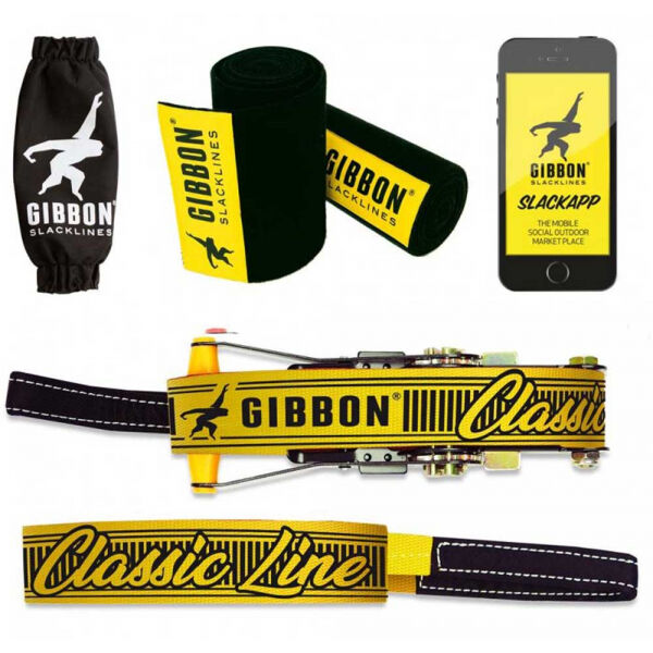 GIBBON CLASSICLINE XL TREEWEAR SET Лента за SLACKLINE, жълто, Veľkosť Os