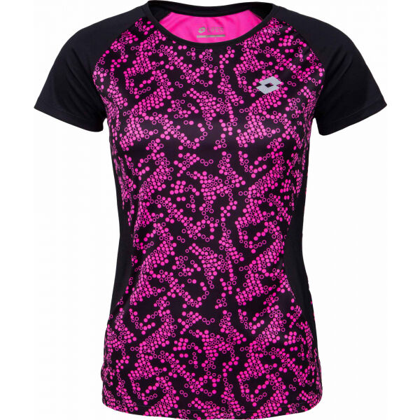 Lotto RUN&FIT W TEE PRT4 PL Дамска тениска за бягане, черно, размер
