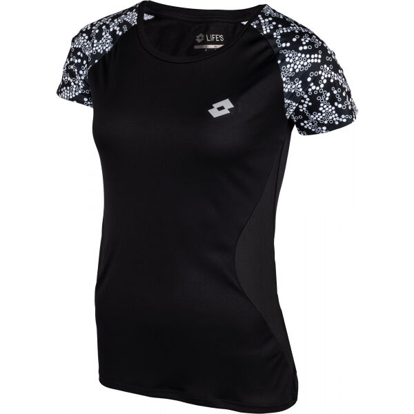 Lotto RUN&FIT W TEE PRT3 PL Дамска тениска за бягане, черно, Veľkosť XS