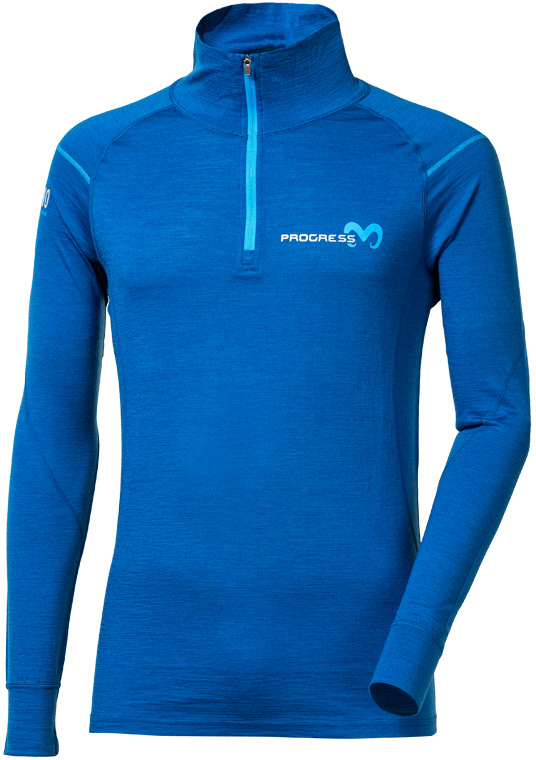 Men’s functional merino top with a high neck and a short zip