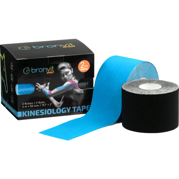 BronVit SPORT KINESIO TAPE SET 5CM X 6 M Set Kinesilogischer Tapes, Schwarz, Größe 600