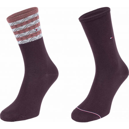 Tommy Hilfiger WOMEN SEASONAL TENCEL SOCK 2P FOLK STRIPE - Dámske ponožky
