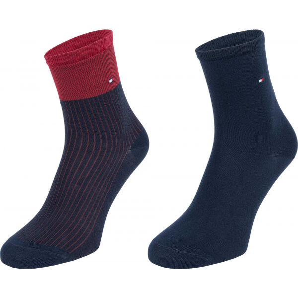 Tommy Hilfiger WOMEN 2P TENCEL SHORT SOCK COLORBLOCK Дамски чорапи, тъмносин, veľkosť 39-42