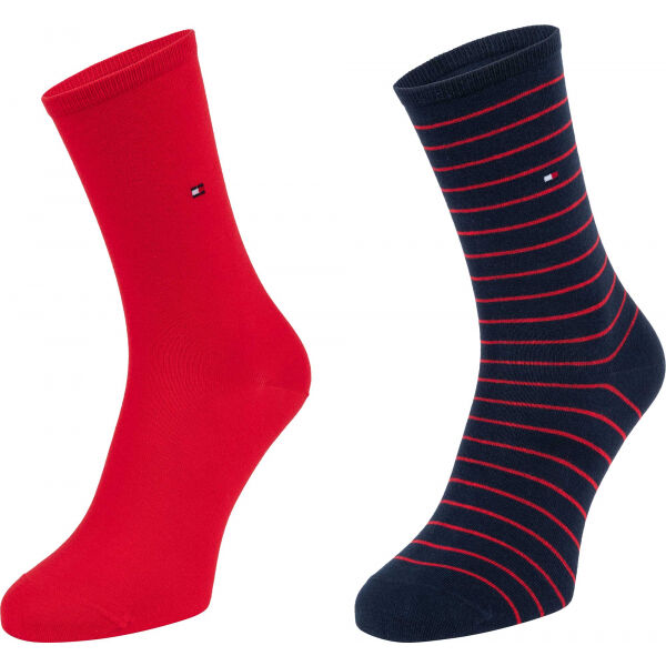 Tommy Hilfiger WOMEN SOCK 2P SMALL STRIPE Дамски чорапи, червено, veľkosť 35-38
