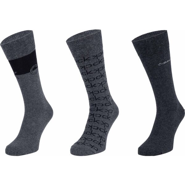 Calvin Klein 3PK MULTI LOGO DRESS CREW GIFTBOX DARWIN Мъжки чорапи, тъмносиво, размер
