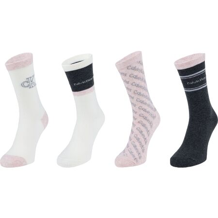 Dámské ponožky - Calvin Klein WOMENS 4PK MULTI LOGO DRESS CREW GIFTBOX EVE - 1