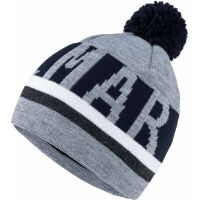Knitted winter beanie with a bobble