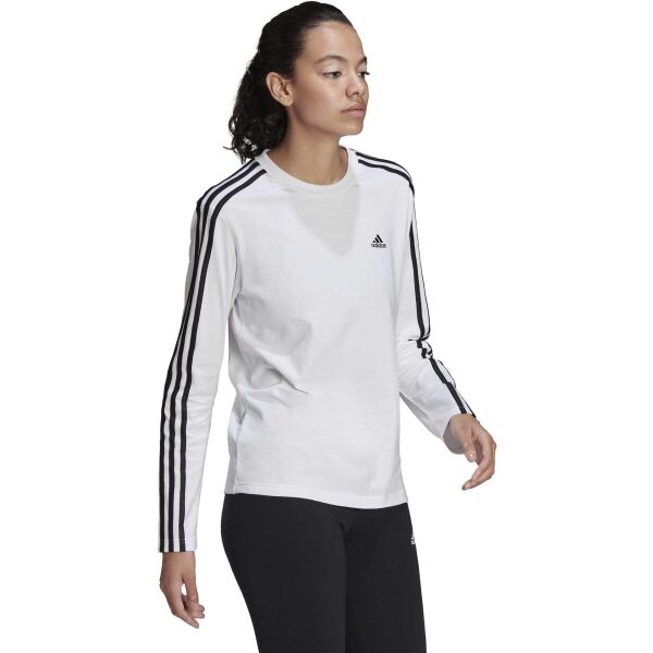 Adidas 3S LS T Дамска тениска с дълъг ръкав, бяло, Veľkosť M