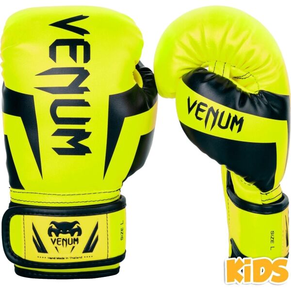 Venum ELITE BOXING GLOVES KIDS - EXCLUSIVE FLUO Gyerek bokszkesztyű, fényvisszaverő neon, méret L