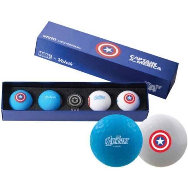 VOLVIK MARVEL CAPTAIN AMERICA Комплект топки за голф, бяло, Veľkosť Os