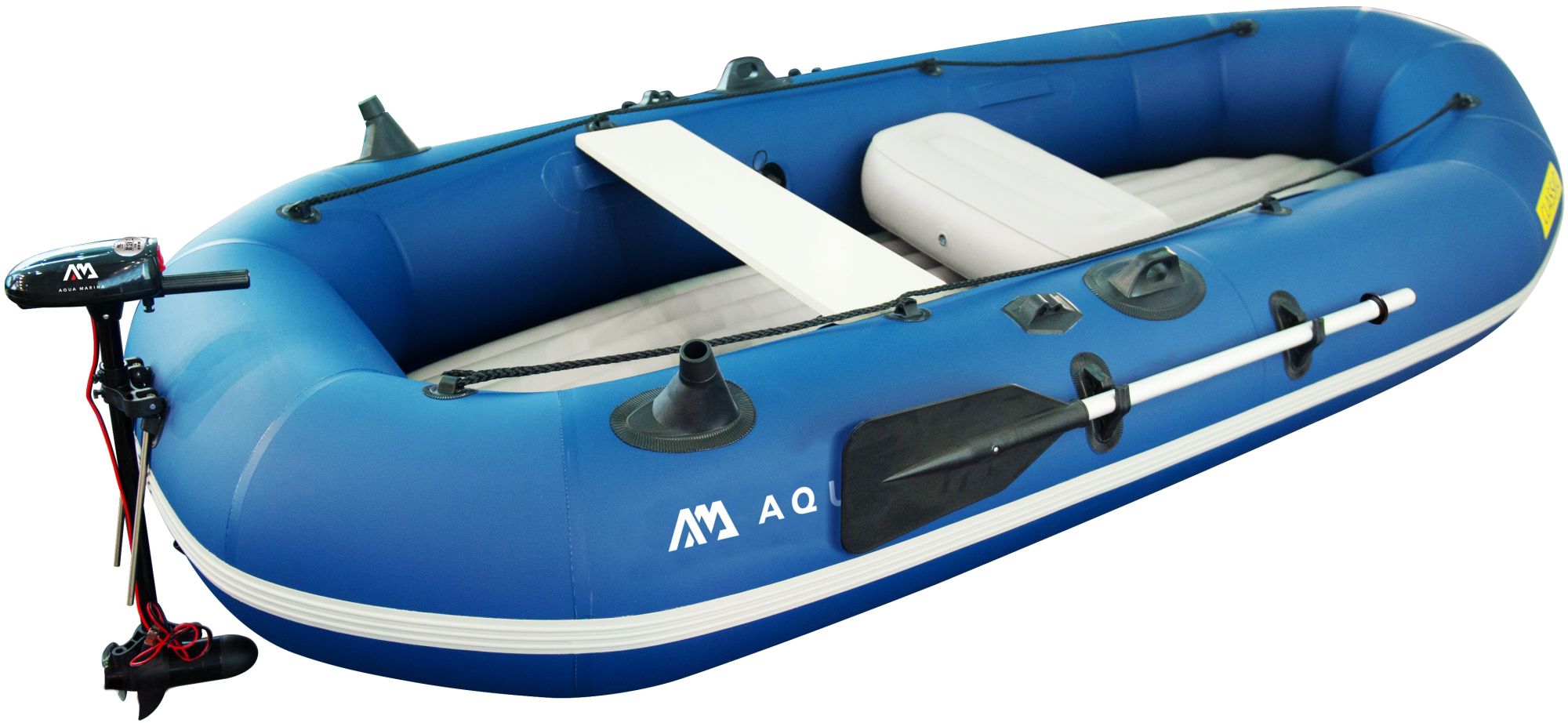 Inflatable raft with a motor