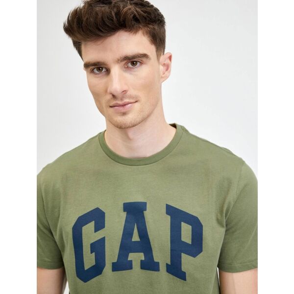 GAP V-BASIC LOGO T Herrenshirt, Khaki, Größe M