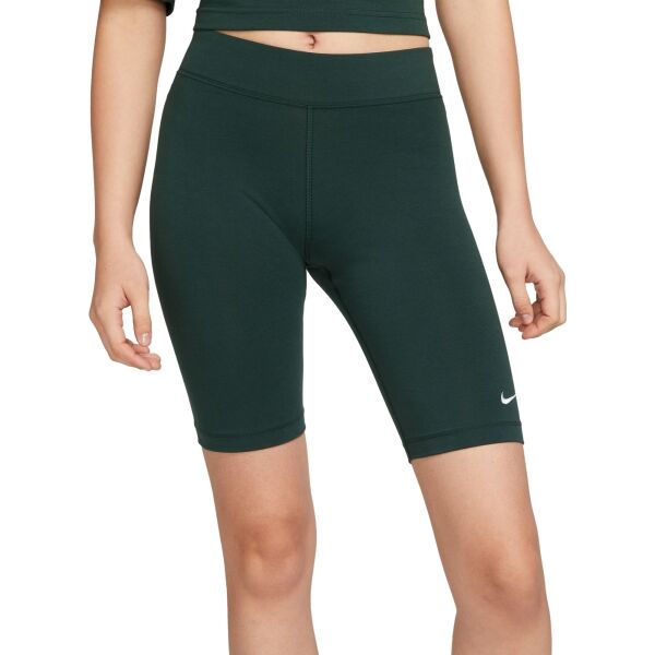 Nike NSW ESSNTL MR BIKER SHORT Дамски къси шорти, тъмнозелено, Veľkosť M
