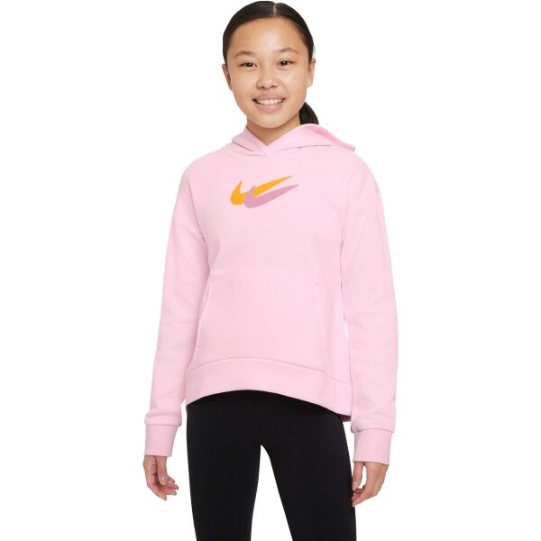 Nike NSW FLC HOODIE SSNL PRNT Lány pulóver, rózsaszín, méret L