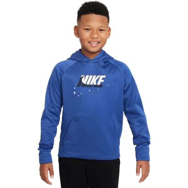 Nike TF PO HOODIE GFX 1 Fiú pulóver, kék, méret XL
