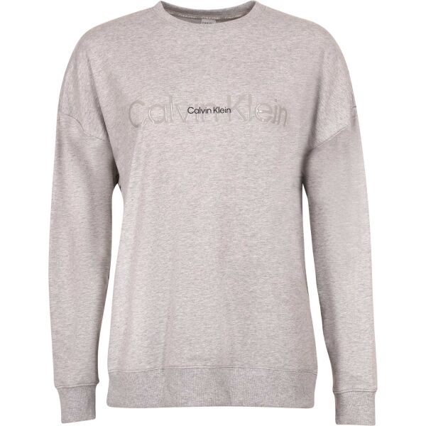 Calvin Klein EMBOSSED ICON LOUNGE-L/S SWEATSHIRT Damen Sweatshirt, Grau, Größe S