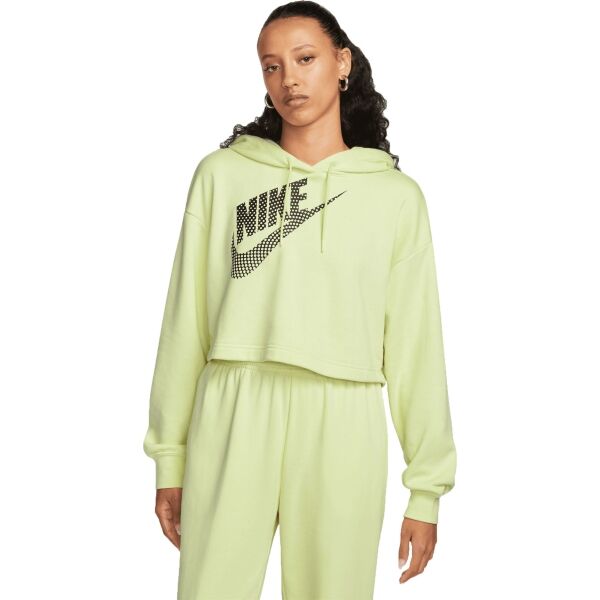 Nike NSW FLC PO HOODIE CROP DNC Damen Sweatshirt, Hellgrün, Größe M