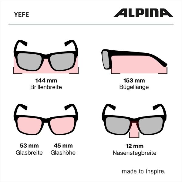 Alpina Sports YEFE Sonnenbrille, Dunkelgrau, Größe Os