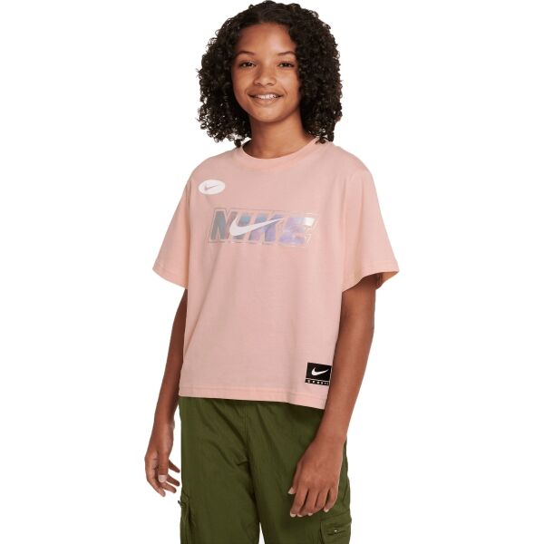 Nike NSW TEE BOXY ICON CLASH Lány póló, rózsaszín, méret L