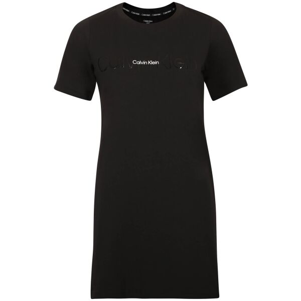 Calvin Klein EMBOSSED ICON LOUNGE-S/S NIGHSHIRT Дамска рокля, черно, veľkosť XS