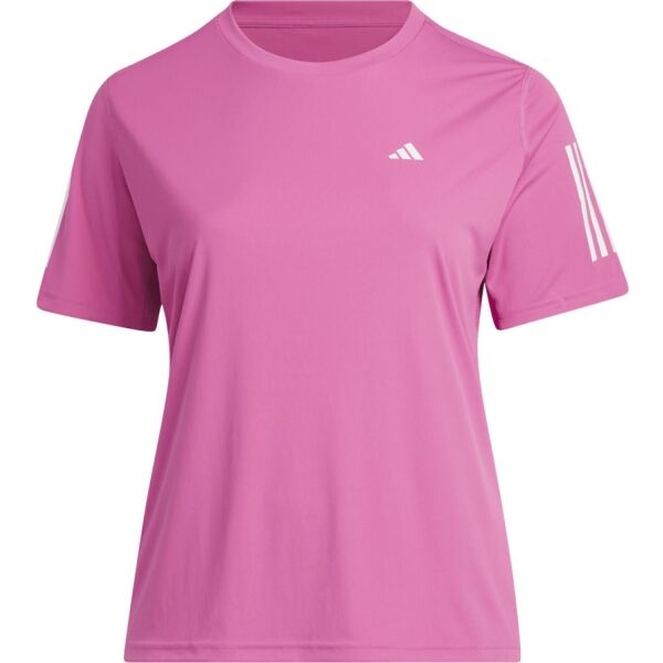adidas OWN THE RUN TEE Női plus size póló futáshoz, rózsaszín, méret 2x