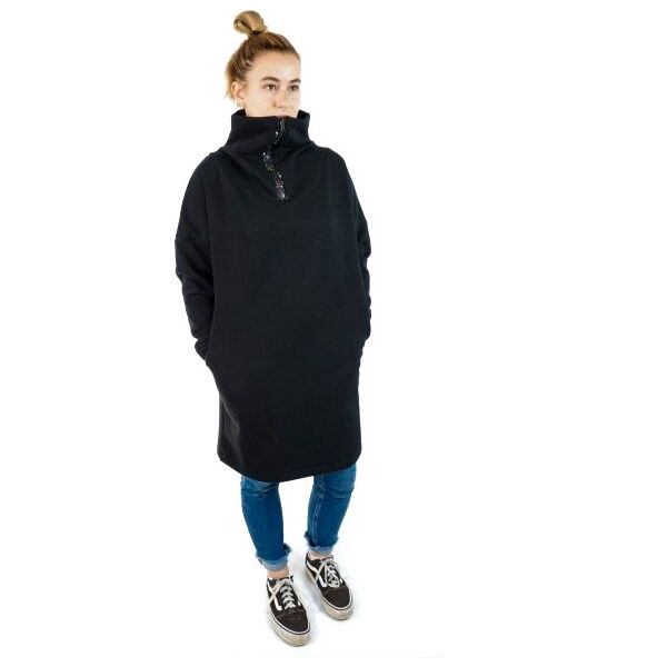XISS SPLASHED ZIP Női pulóver, fekete, méret L/XL