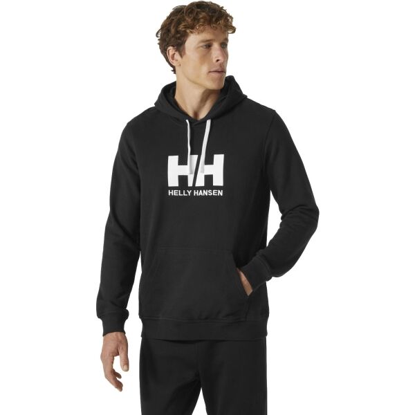 Helly Hansen LOGO HOODIE Férfi kapucnis pulóver, fekete, méret M