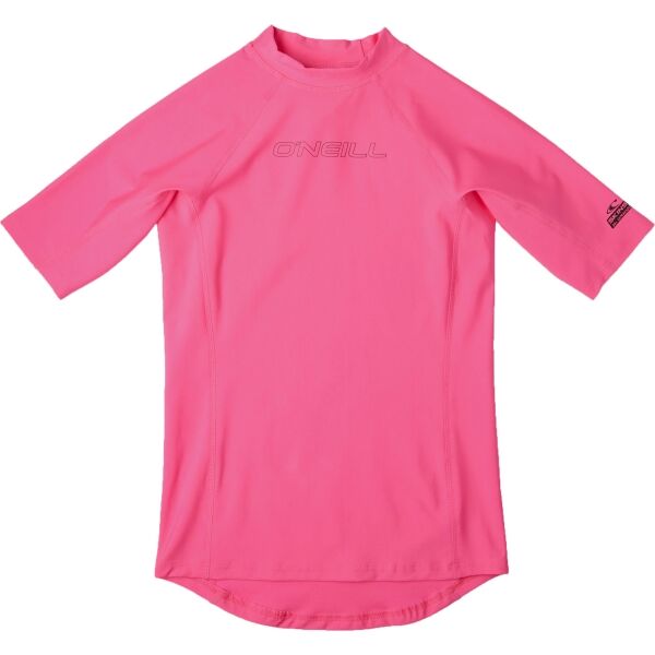 O'Neill SKINS S/SLV Момичешка тениска за плуване, розово, Veľkosť 8