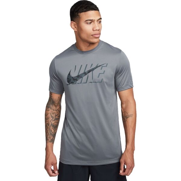 Nike NK DF TEE RLGD CAMO Férfi póló edzéshez, szürke, méret S