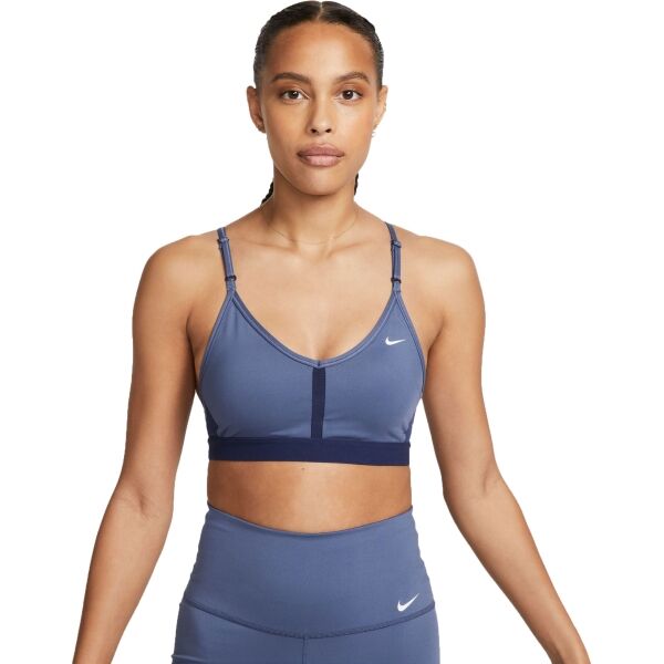 Nike DF INDY V-NECK BRA W Дамско спортно бюстие, синьо, размер