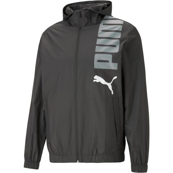 Puma HOODED GRAPHIC WINDBREAKER Férfi Kabát, Fekete, Veľkosť M