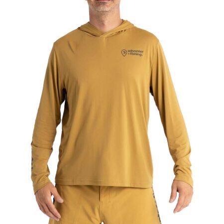 ADVENTER & FISHING UV HOODIE SAND - Pánske funkčné hooded UV tričko