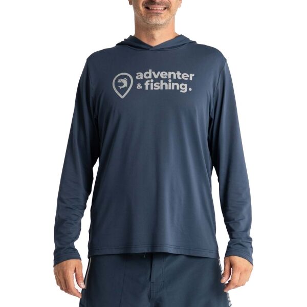 ADVENTER & FISHING UV HOODIE ORIGINAL ADVENTER Мъжка функционална UV тениска, тъмносин, veľkosť XL