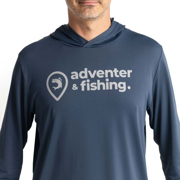 ADVENTER & FISHING UV HOODIE ORIGINAL ADVENTER Мъжка функционална UV тениска, тъмносин, Veľkosť S