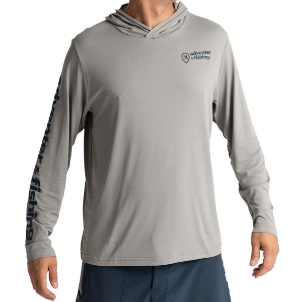 ADVENTER & FISHING UV HOODIE LIMESTONE Мъжка функционална UV тениска, сиво, veľkosť S