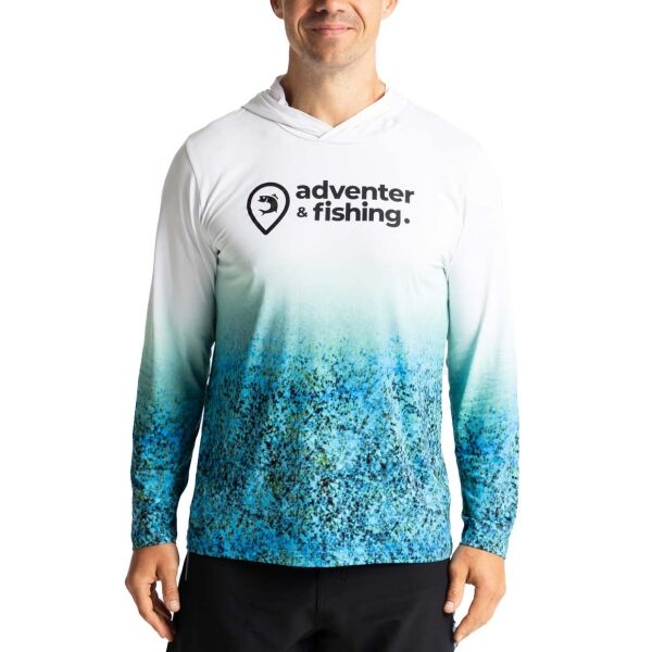 ADVENTER & FISHING UV HOODIE BLUEFIN TREVALLY Мъжка функционална UV тениска, светлосиньо, veľkosť XL