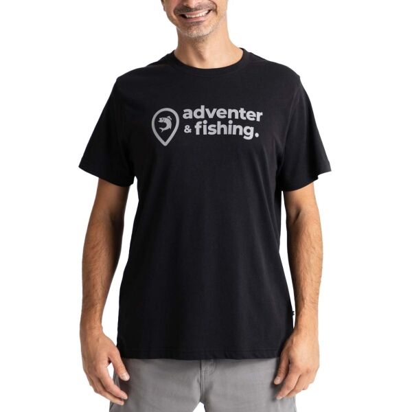 ADVENTER & FISHING COTTON SHIRT BLACK Мъжка тениска, черно, veľkosť L